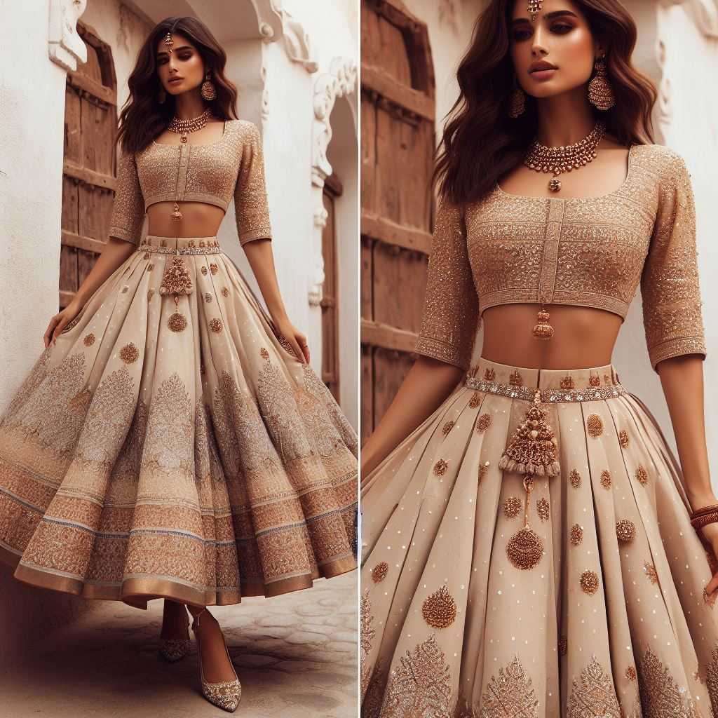 Lehenga Skirt with Crop Top