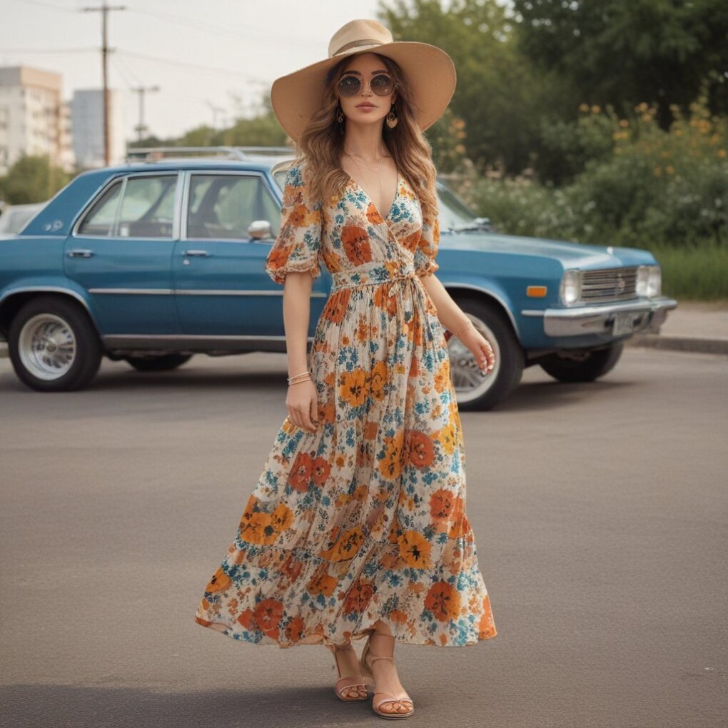 The 70s Floral Maxi Dress