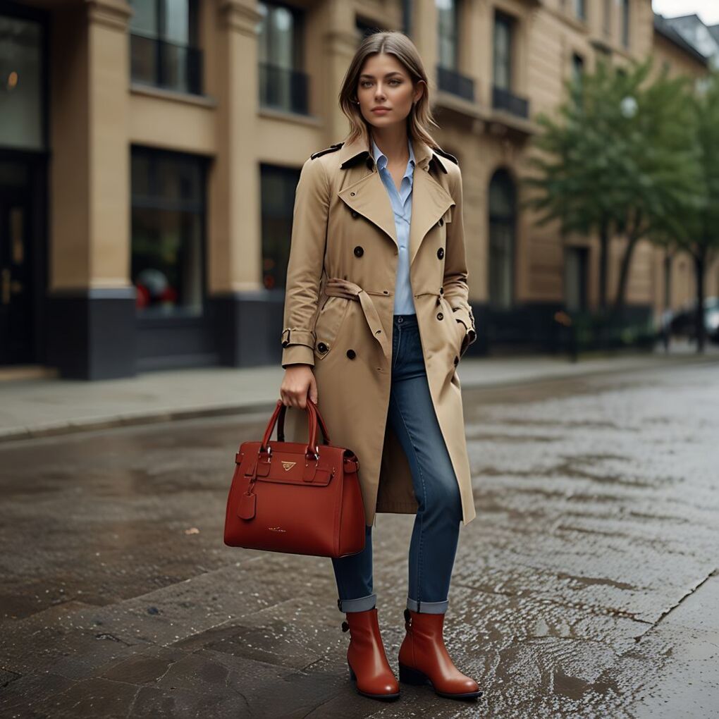 Classic Trench Coat and Jeans