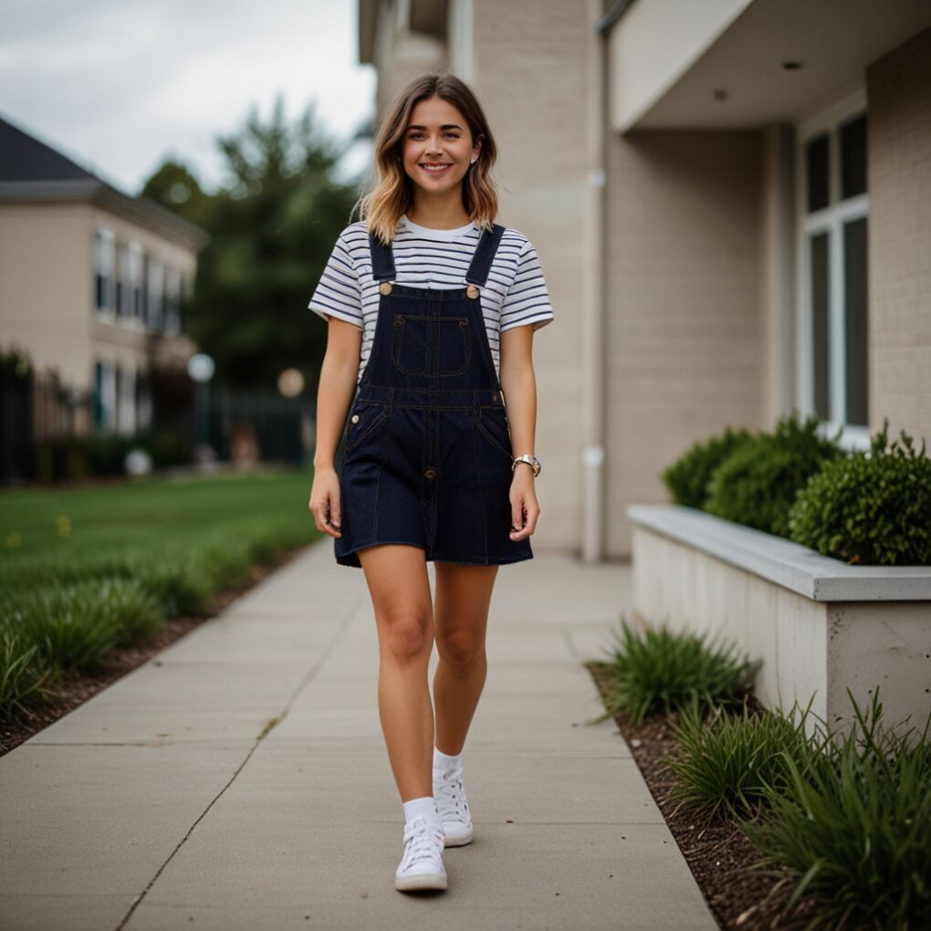 Overall Dress and T-Shirt