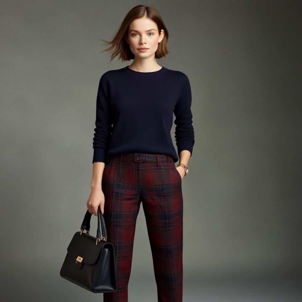 Plaid Pants and Solid Sweater