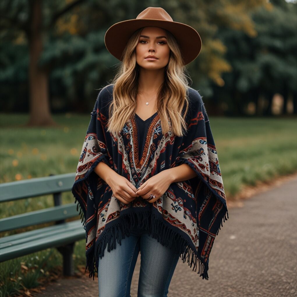 Poncho and Skinny Jeans