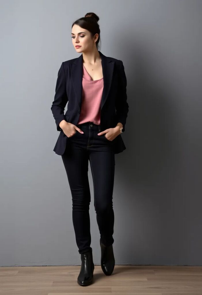 11. Tailored Blazer and Dark Jeans