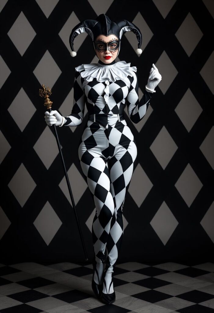 2. Elegant Black and White Harlequin