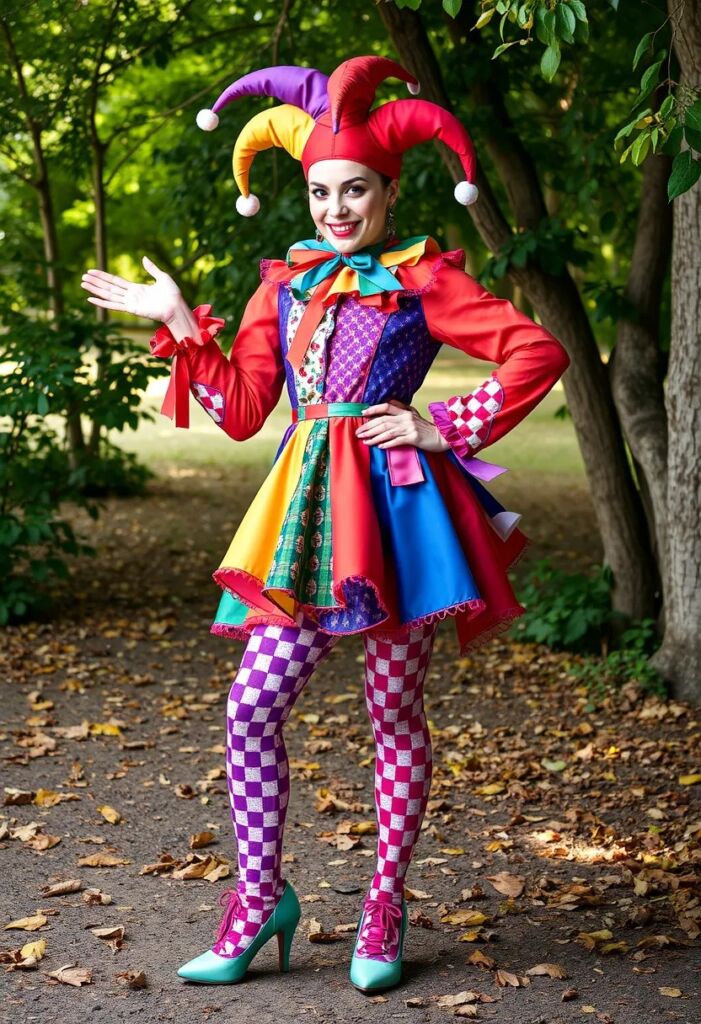 3. Colorful Patchwork Jester