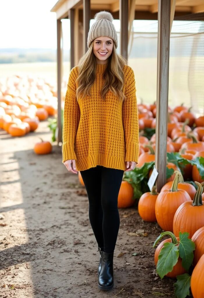 4. Chunky Knit Sweater and Leggings