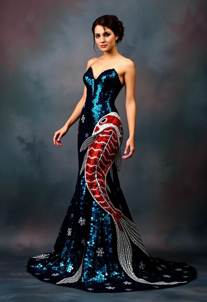 4. Koi Fish Sequin Gown