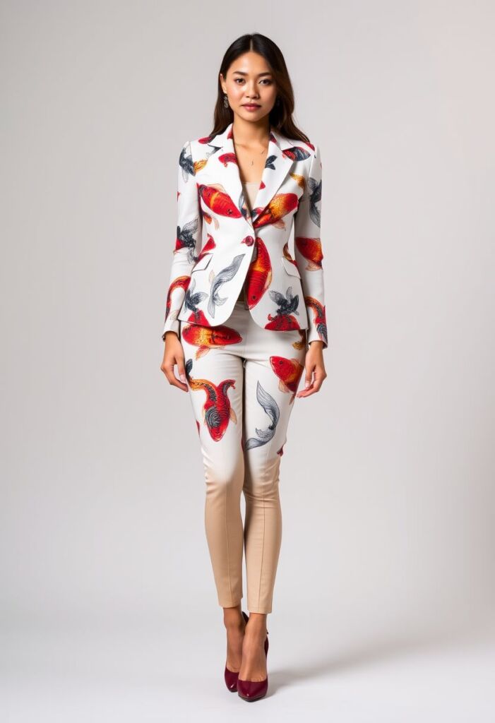 5. Koi Fish Printed Blazer