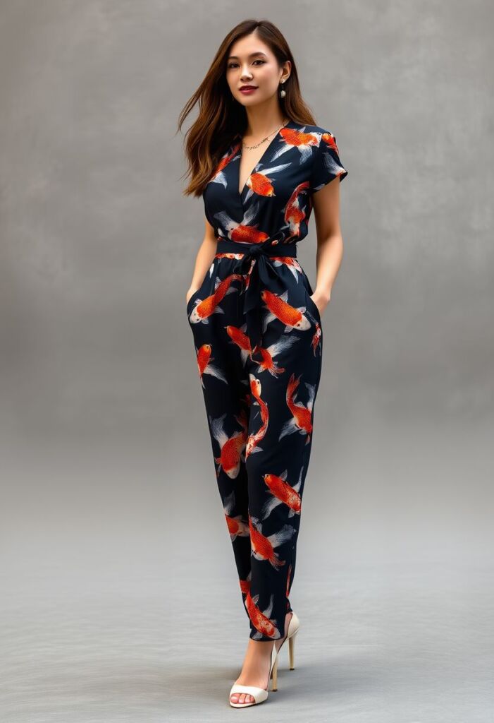 9. Koi Fish Patterned Jumpsuit