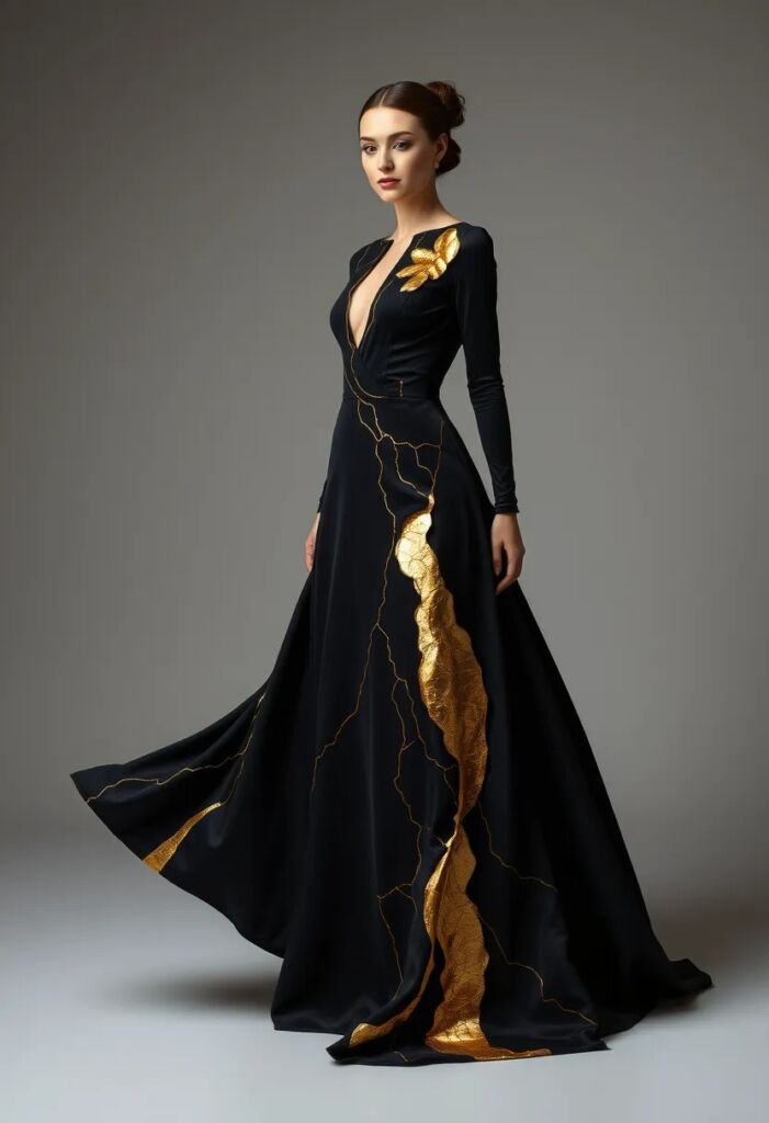 Avant-Garde Kintsugi-Inspired Gown