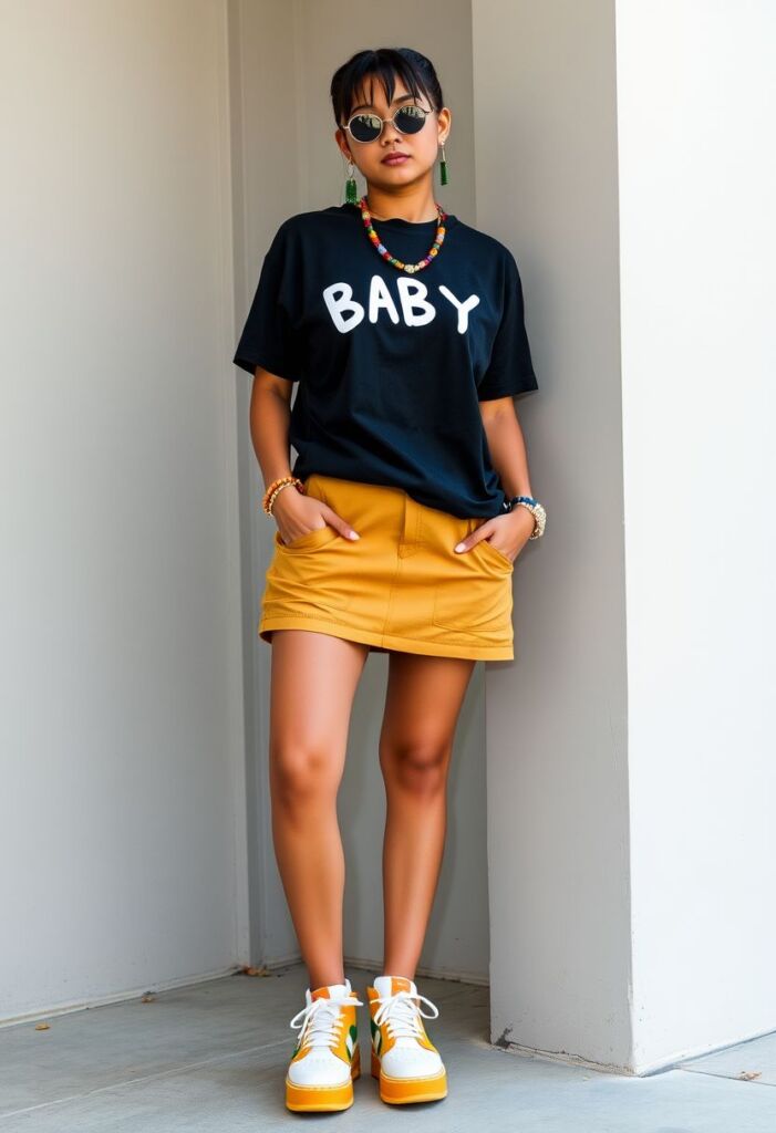 Baby Tee and Cargo Skirt