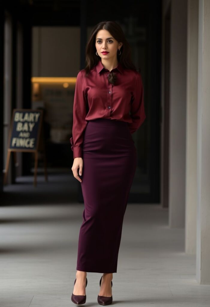 Chic Pencil Skirt and Blouse Combo