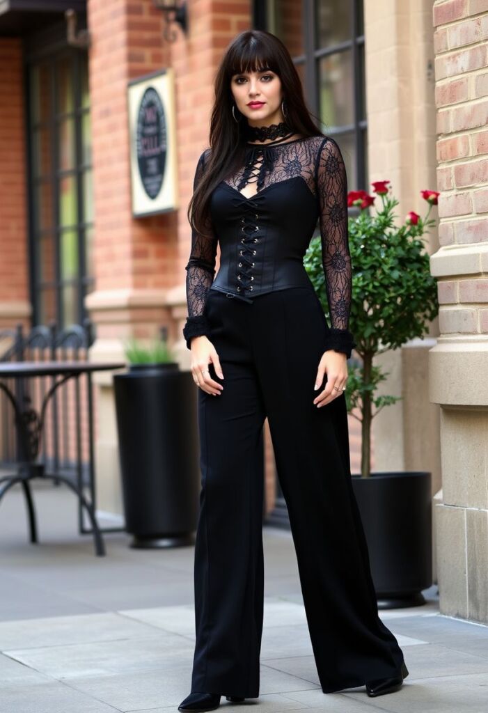 Corset Top and Wide-Leg Pants