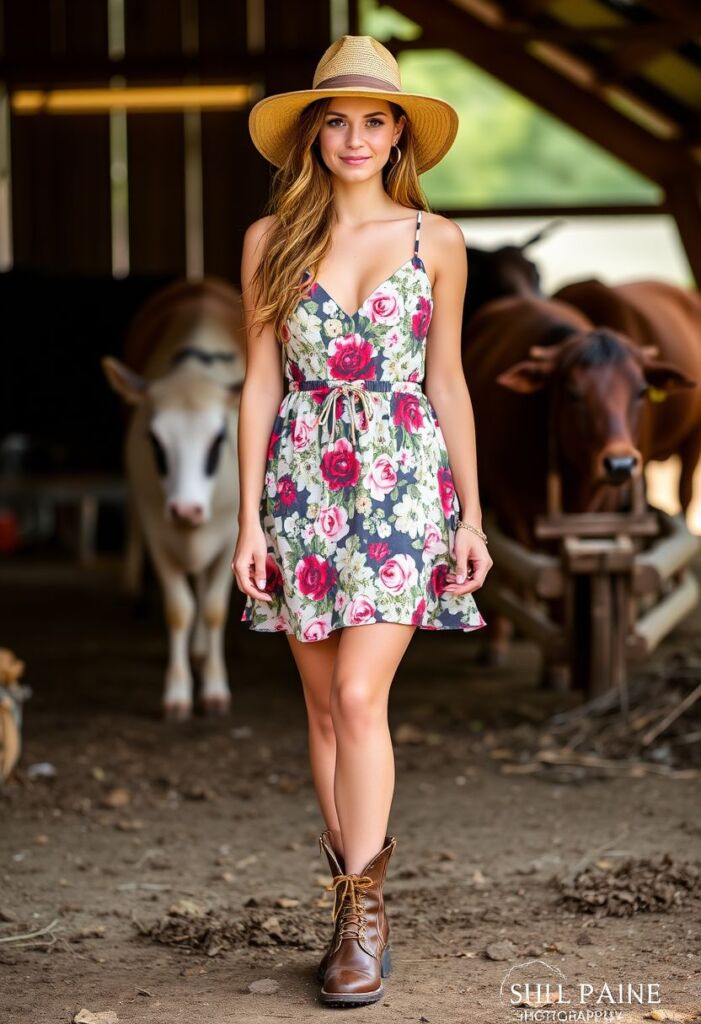 Floral Sundress and Boots