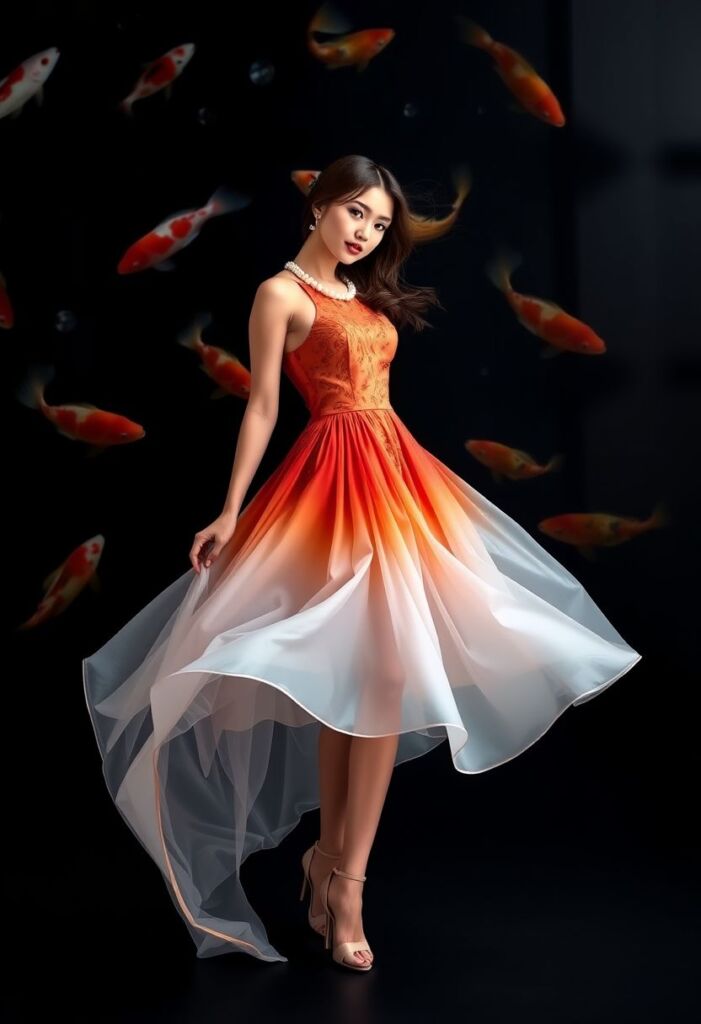 Koi Fish Ombre Dress