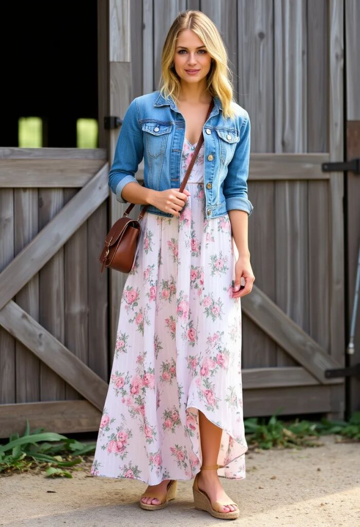 Maxi Dress and Denim Jacket