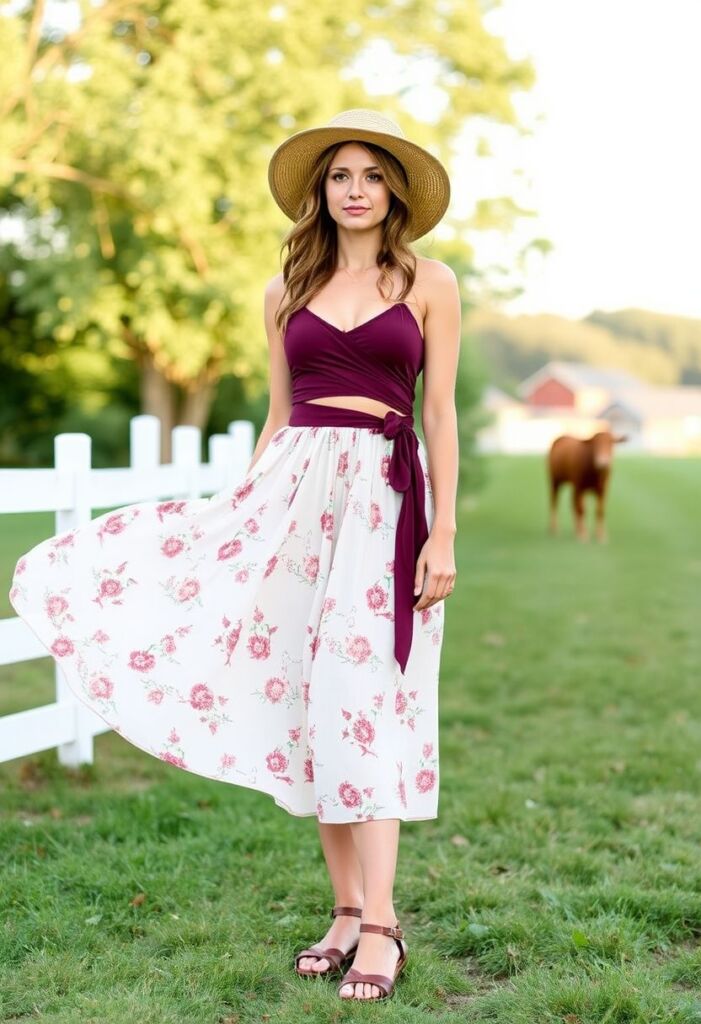 Midi Skirt and Cropped Top