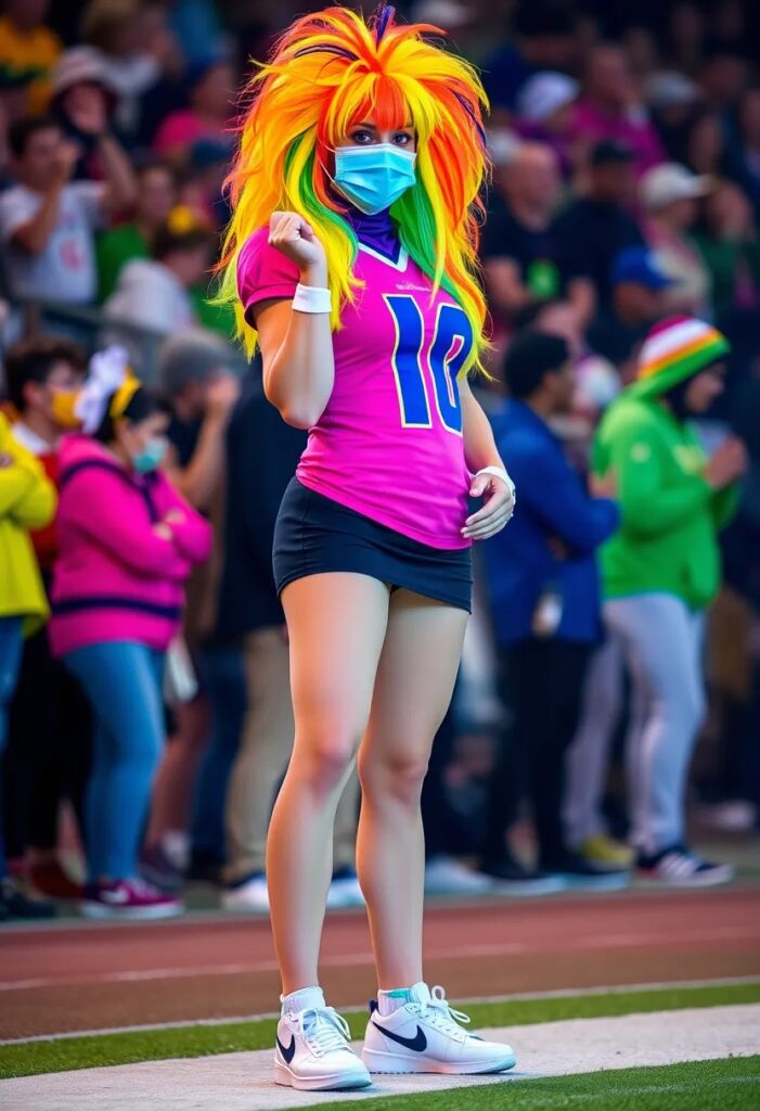 Neon Wig and Face Mask Combo