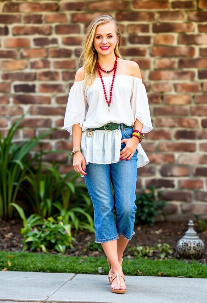 Peasant Top and Denim Capris