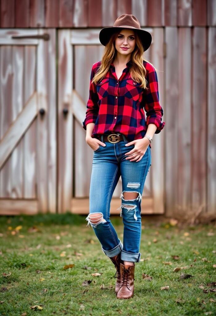 Plaid Flannel and Distressed Jeans