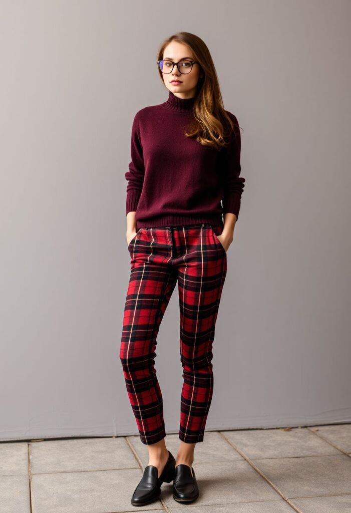 Plaid Pants and Solid Sweater