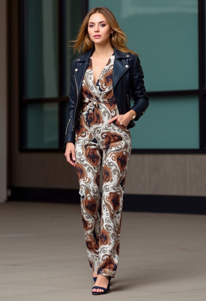 Printed Jumpsuit and Statement Jacket