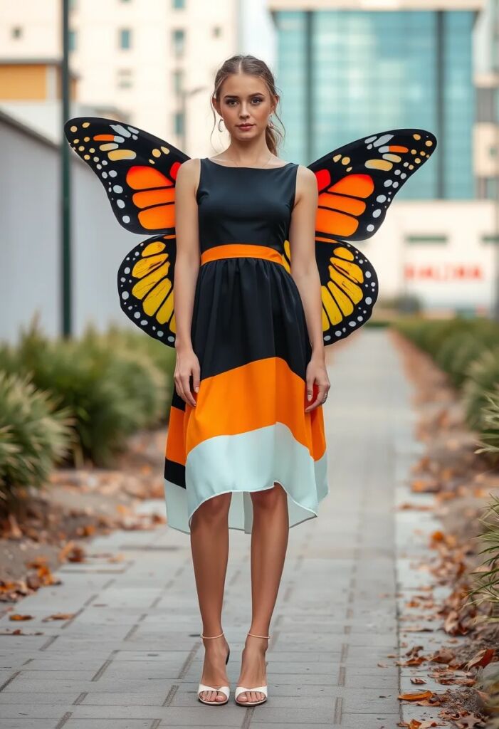 The Butterfly-Inspired Color Block Dress