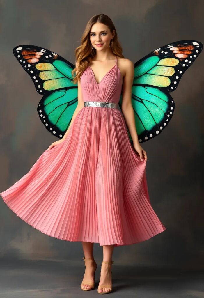 The Butterfly-Inspired Pleated Dress