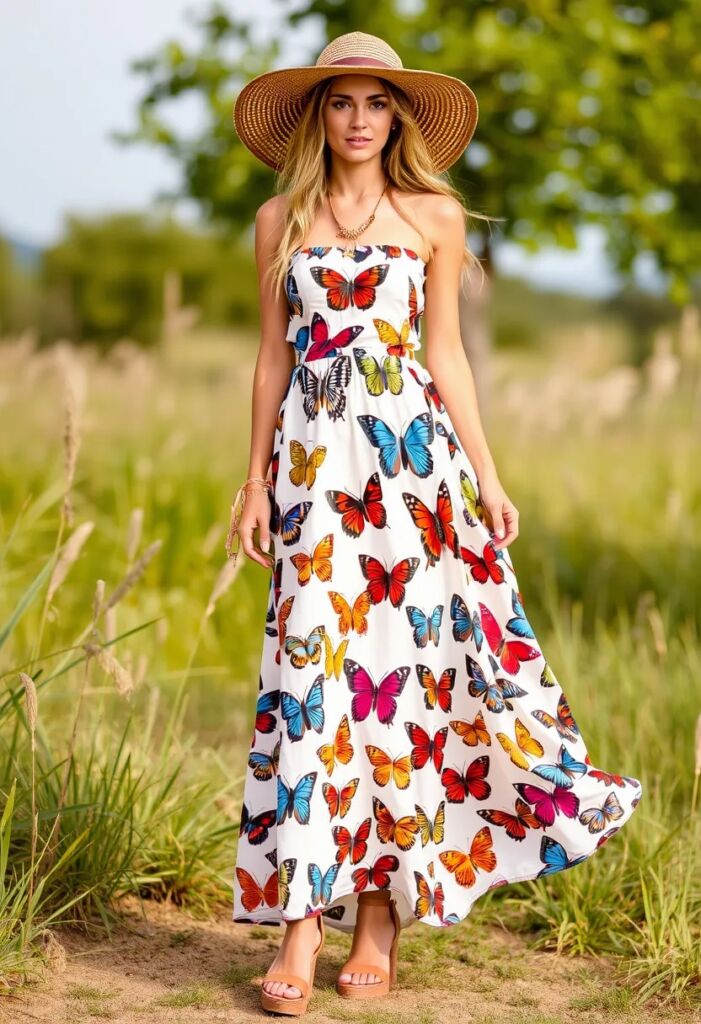 The Classic Butterfly Print Maxi Dress