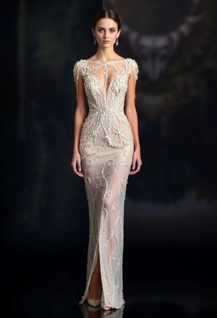 The Ethereal Crystal-Encrusted Sheath Dress