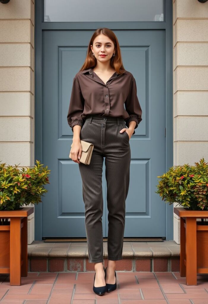 Corduroy Pants and Blouse