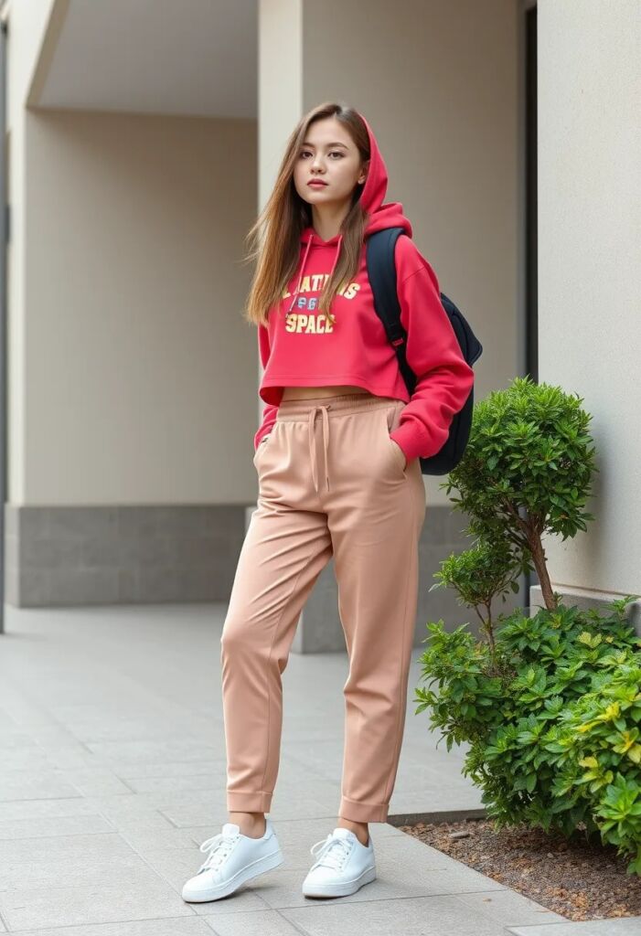 Cropped Hoodie and High-Waisted Pants