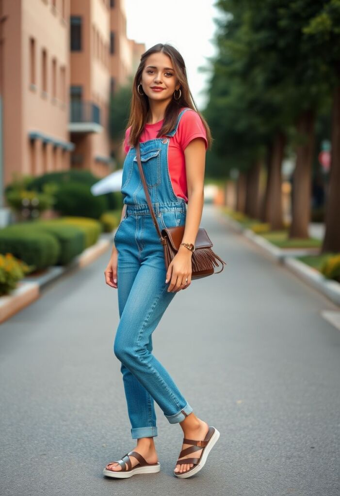 Denim Overalls and Crop Top