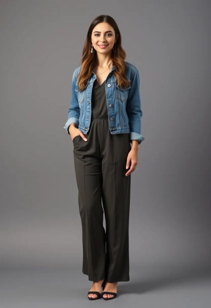 Jumpsuit with a Denim Jacket