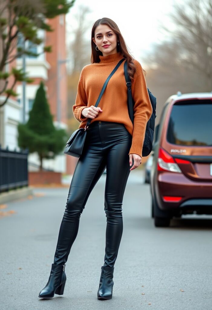 Leather Leggings and Sweater