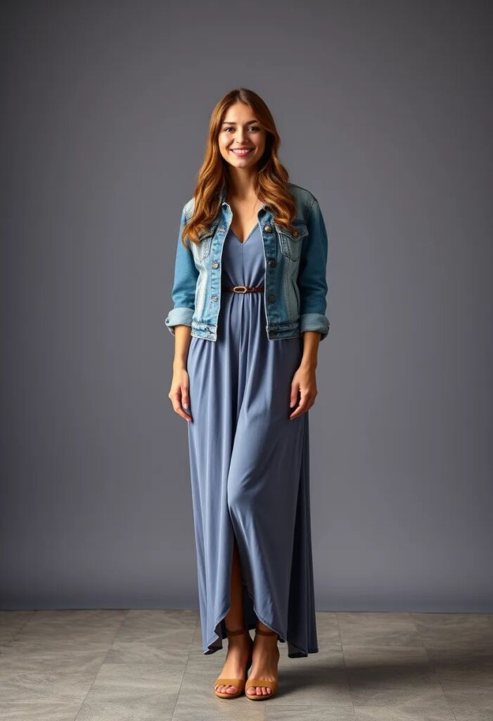 Maxi Dress with a Denim Jacket