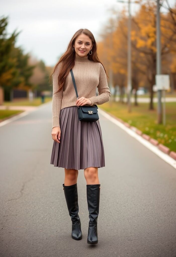 Pleated Skirt and Sweater