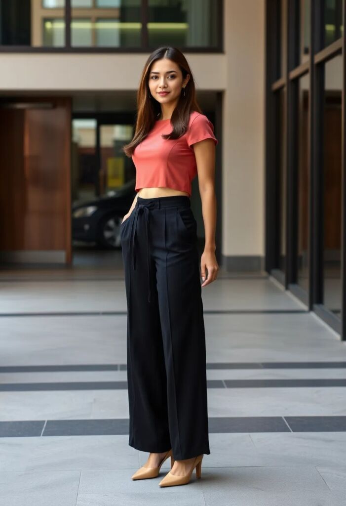 Wide-leg pants with a Crop Top