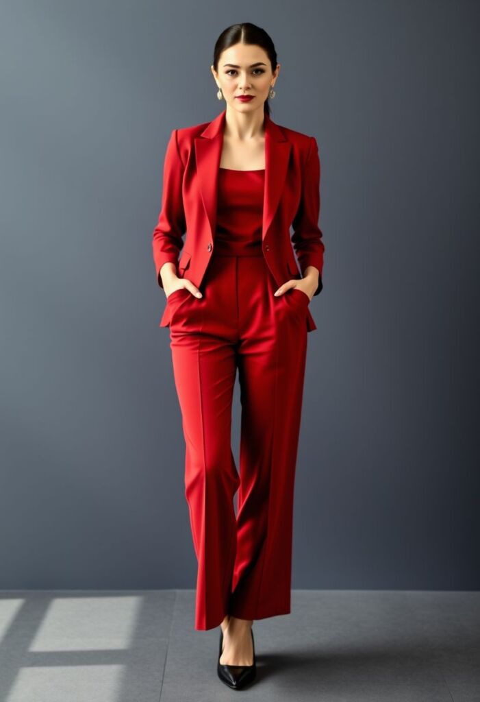 Wide-leg trousers and Fitted Blazer