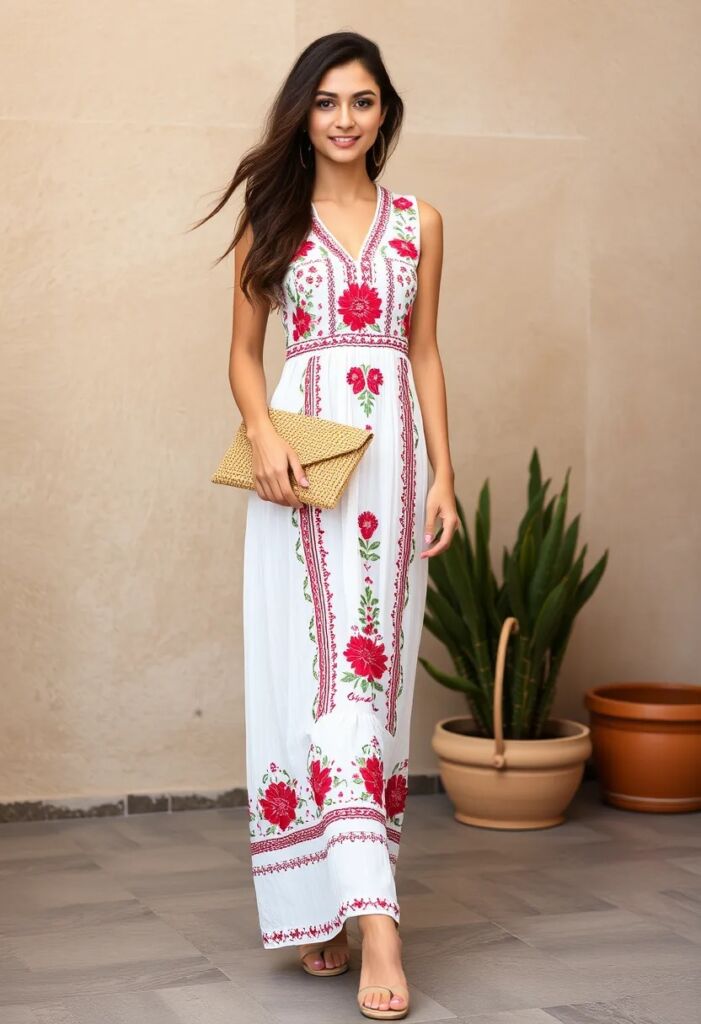 Embroidered Maxi Dress