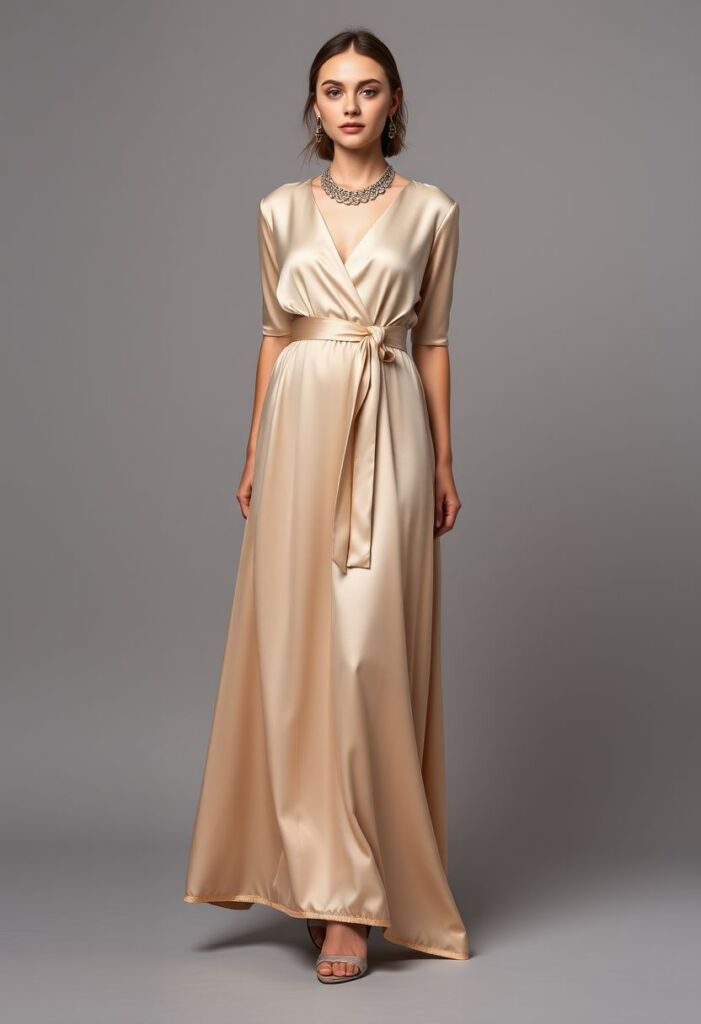 Silk Maxi Dress with Belt