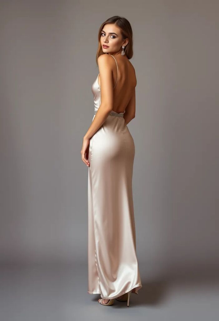 Silk Slip Dress with Cut-Out Back