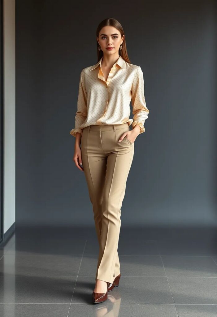 Sustainable Silk Blouse with Trousers