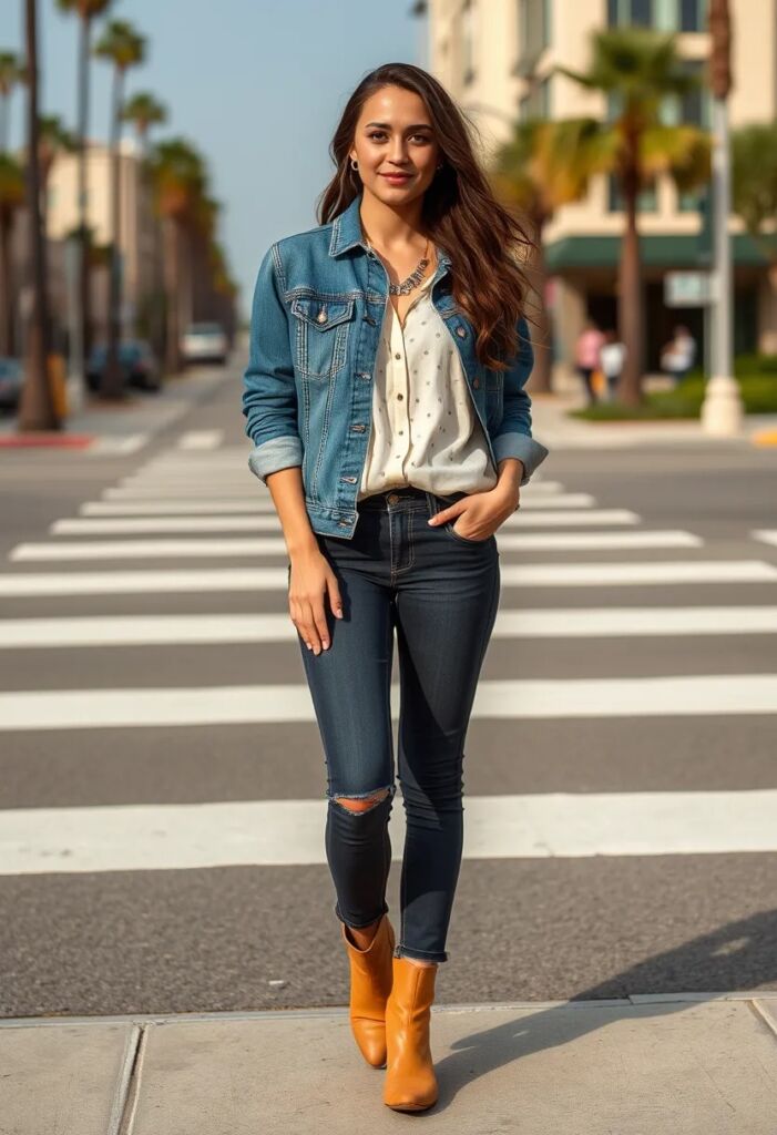 Classic Denim and Silk Blouse