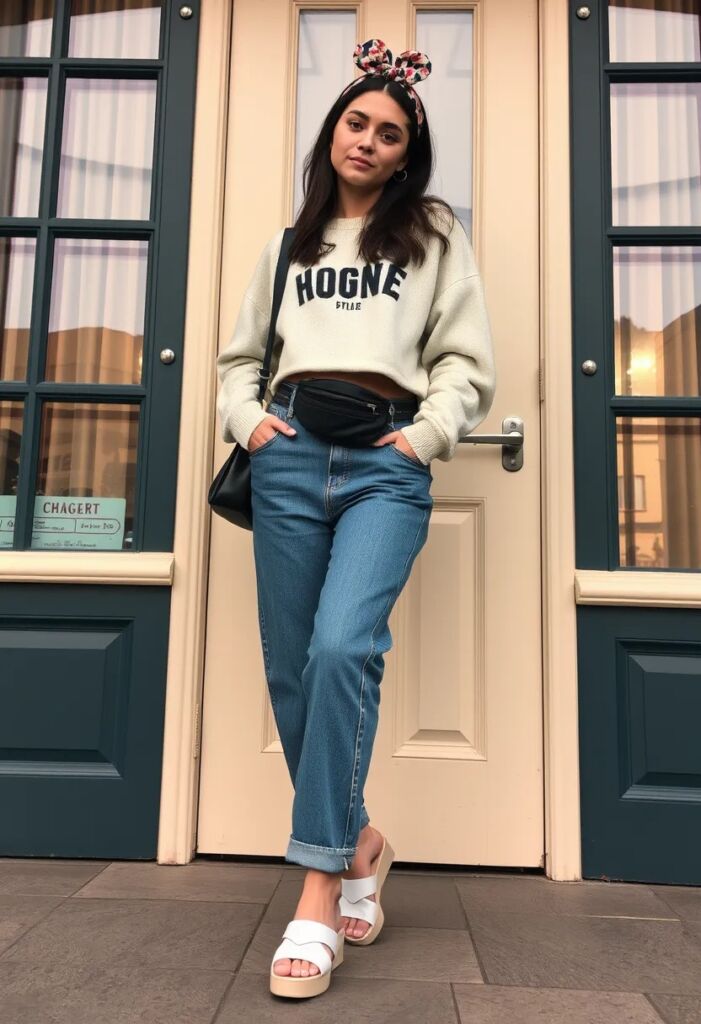 Cropped Sweater and Baggy Jeans