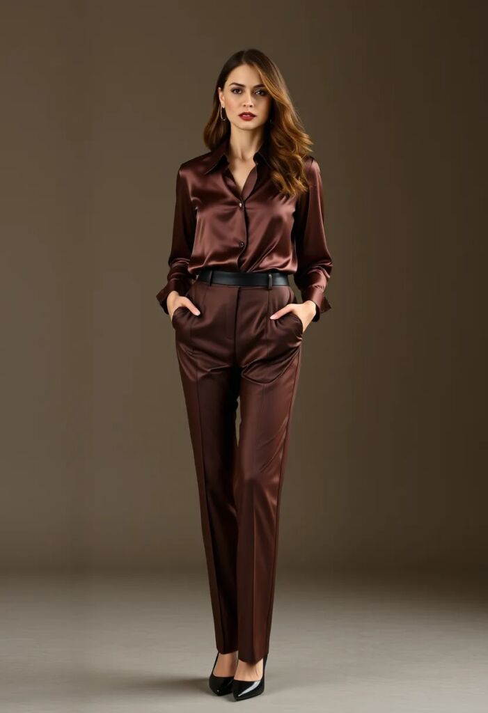 Elegant Silk Blouse and Trousers by Diane von Furstenberg