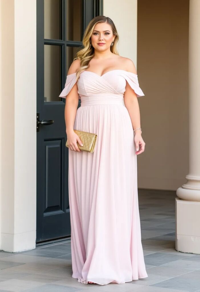 Maxi Dress with Off-Shoulder Sleeves