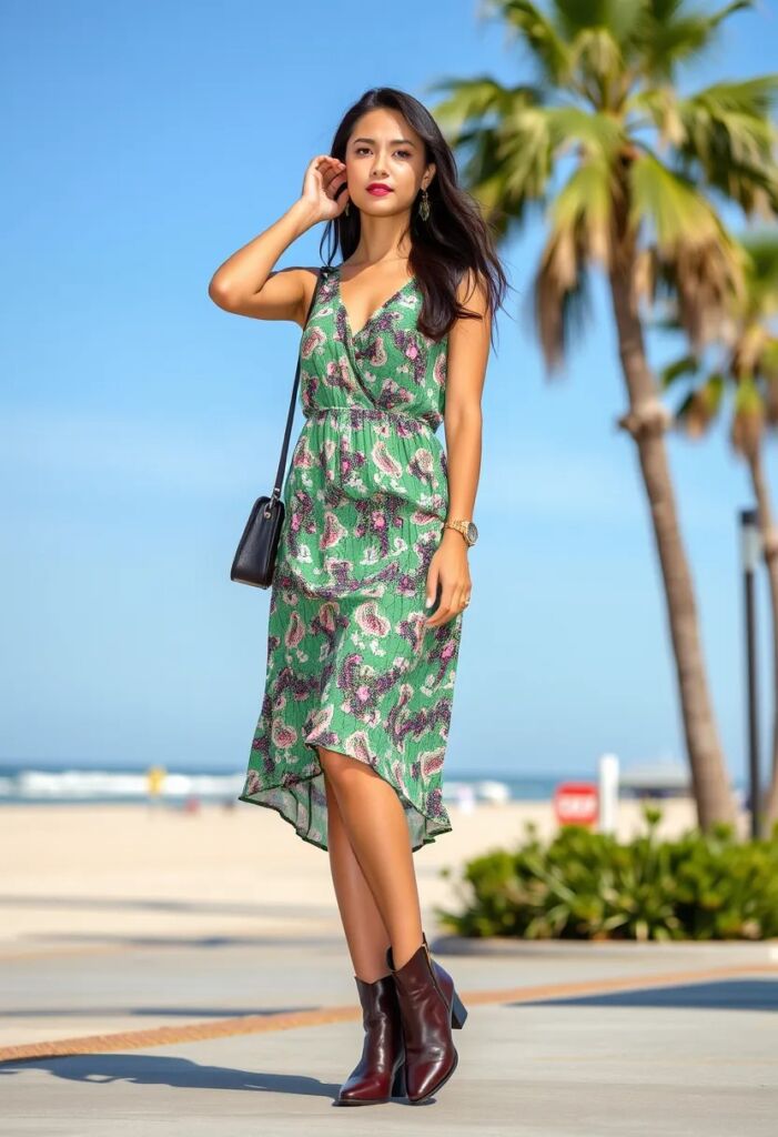 Midi Dress and Ankle Boots