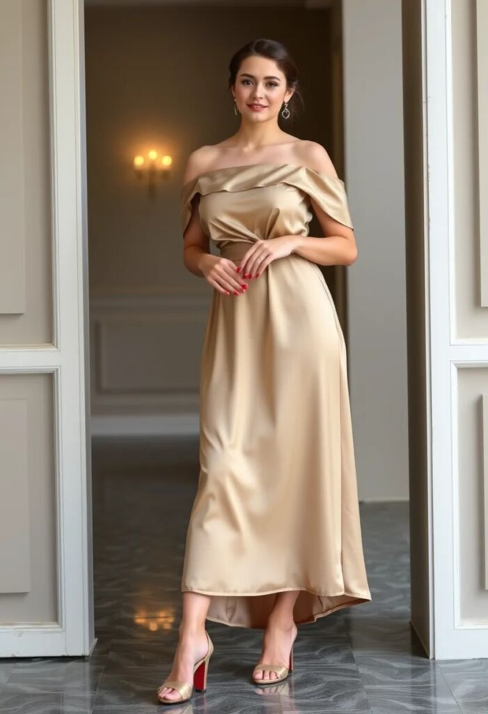 Off-Shoulder Silk Dress