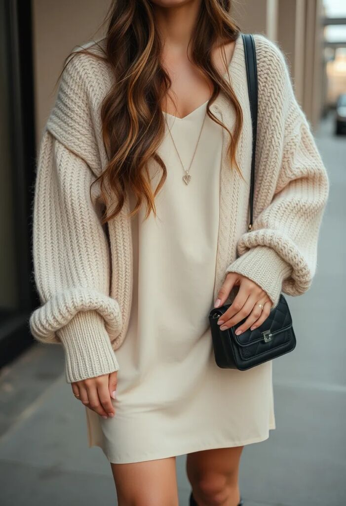 Slip Dress and Chunky Sweater